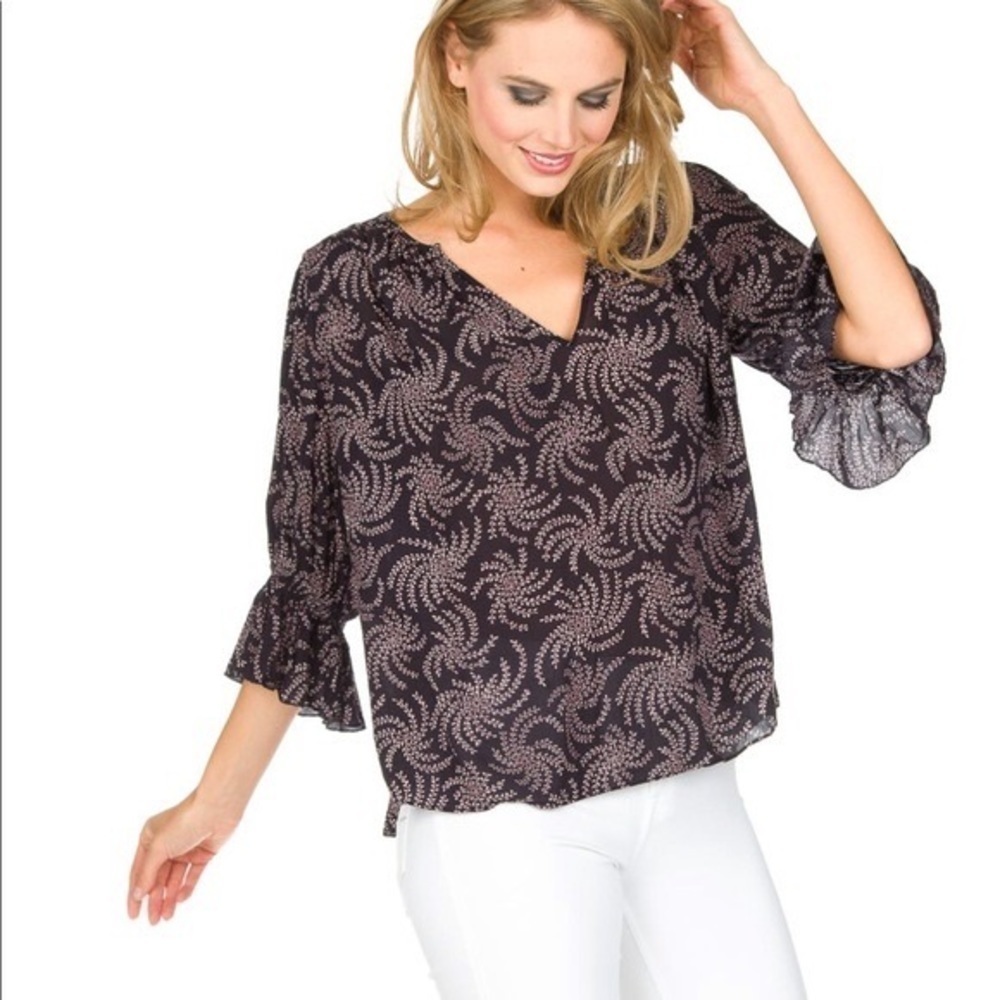 BA&SH Chik Style Floral Pinwheel Graphic Lady Blouse